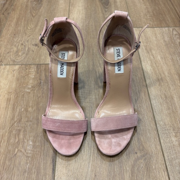 🌟STEVE MADDEN🌟 CARRSON SUEDE BLOCK HEEL SANDAL PINK SZ 6.5 - Picture 4 of 8